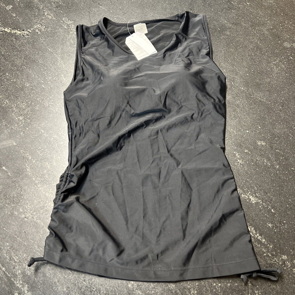 NWT‎ ELLA MAR Full Cover Back Swim Top MAYA Black Size S UPF 50+ Clinch Sides